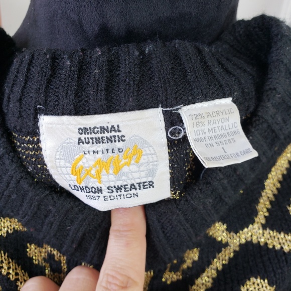 Gold Damask Print Vintage Sweater sz 14 - Picture 6 of 8